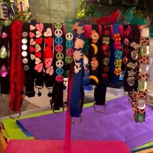 Dog Collars all,hand sewn, ♥️, ☮️.🐮,👢, 🐵,🍌,🤠